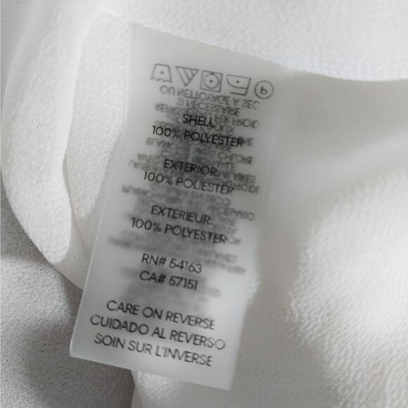 CALVIN KLEIN! WINTER WHITE CHIFFON TIE NECK, PUFF SLEEVE BLOUSE, TOP! SZ 3X - Picture 7 of 9